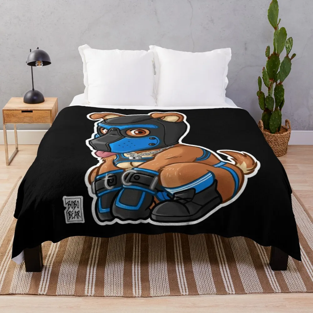 

PLAYFUL PUPPY - BLUE MASK - BEARZOO SERIES Throw Blanket