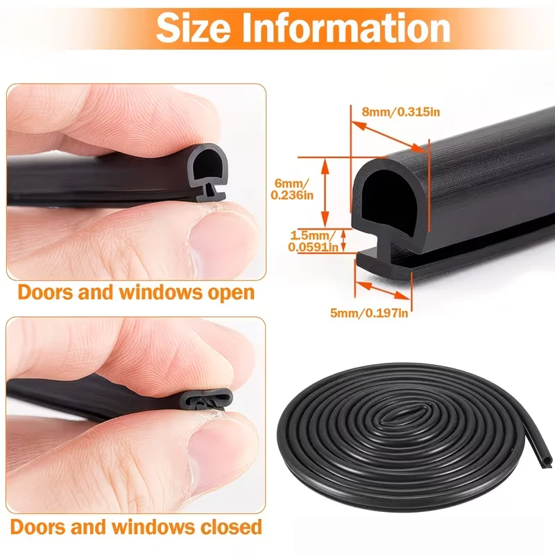 1PC Bridge Aluminum Alloy Doors Windows Sealing Strip Card Slot Type Plastic Silicone Strip Soundproof Windproof Waterproof
