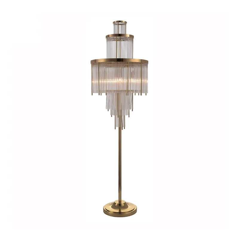 قطرة المطر الكريستال والزجاج عاكس الضوء النحاس العمودي مصباح مكتبي مصباح أرضي غرفة المعيشة