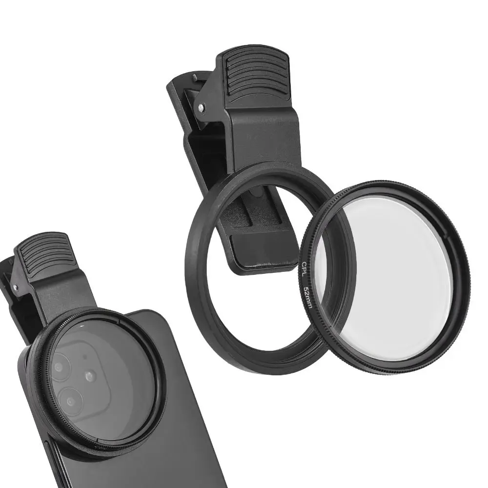 Professional 52mm Circular Polarizer Lens Filter Anti-reflection Portable Clip-On Mobile Phone Lens Smartphones Lens Accessory