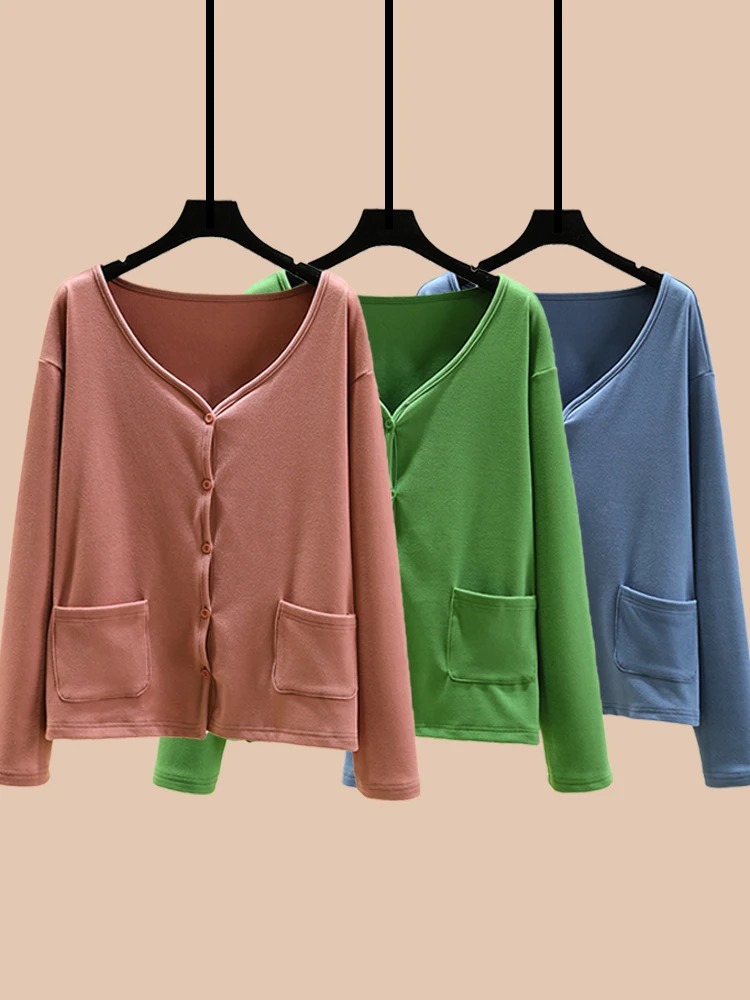 

Versatile V-Ne Dervo Fce Lined Slim Fit Long Sve Open Cardigan Women's plus Size Warm Coat July Deer Sle 2023 Winte...