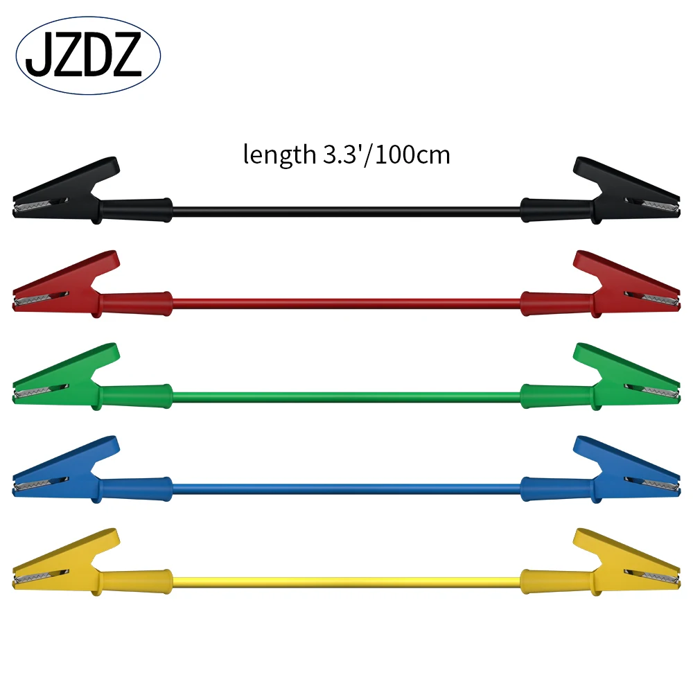 JZDZ 5pcs Full Insulated Alligator Clips Test Leads Jumper Wire Electrical Test Cable Flexible safety Copper Line J.70036QHT