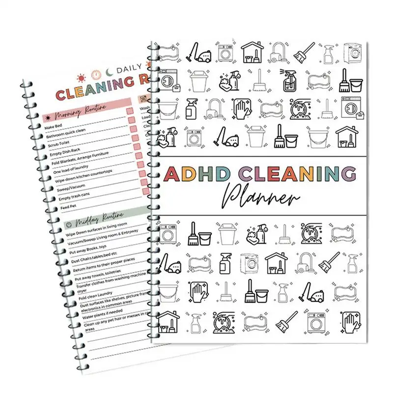 Agenda giornaliera per la pulizia della casa Agenda annuale giornaliera per la pulizia Lista dei compiti dei materiali in carta per uso di donne e uomini