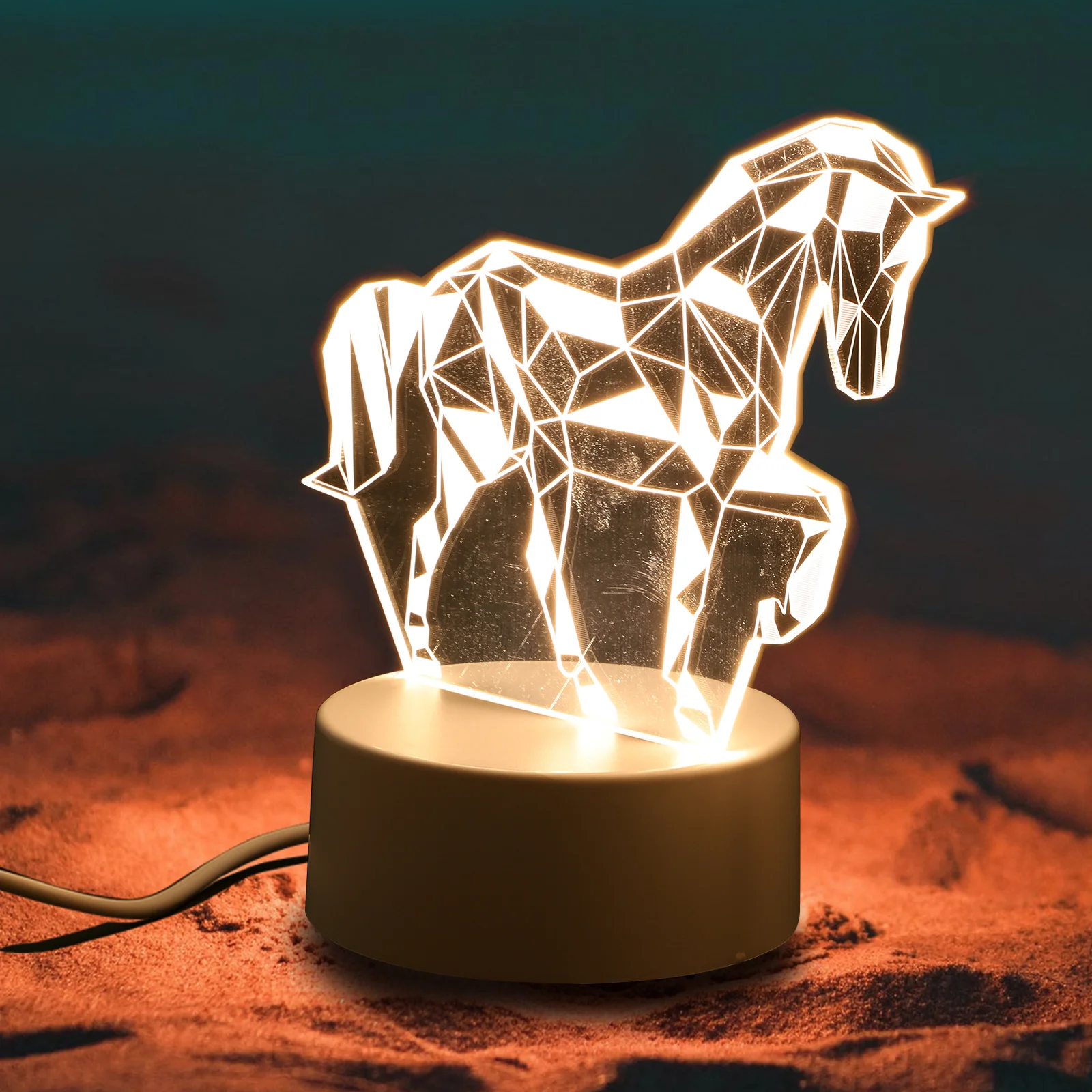 

3D Bedside Lamp Animal Shape USB Powered Visual Night Light LED Soft Warm Bedroom Decoration Romantic Night Lamp