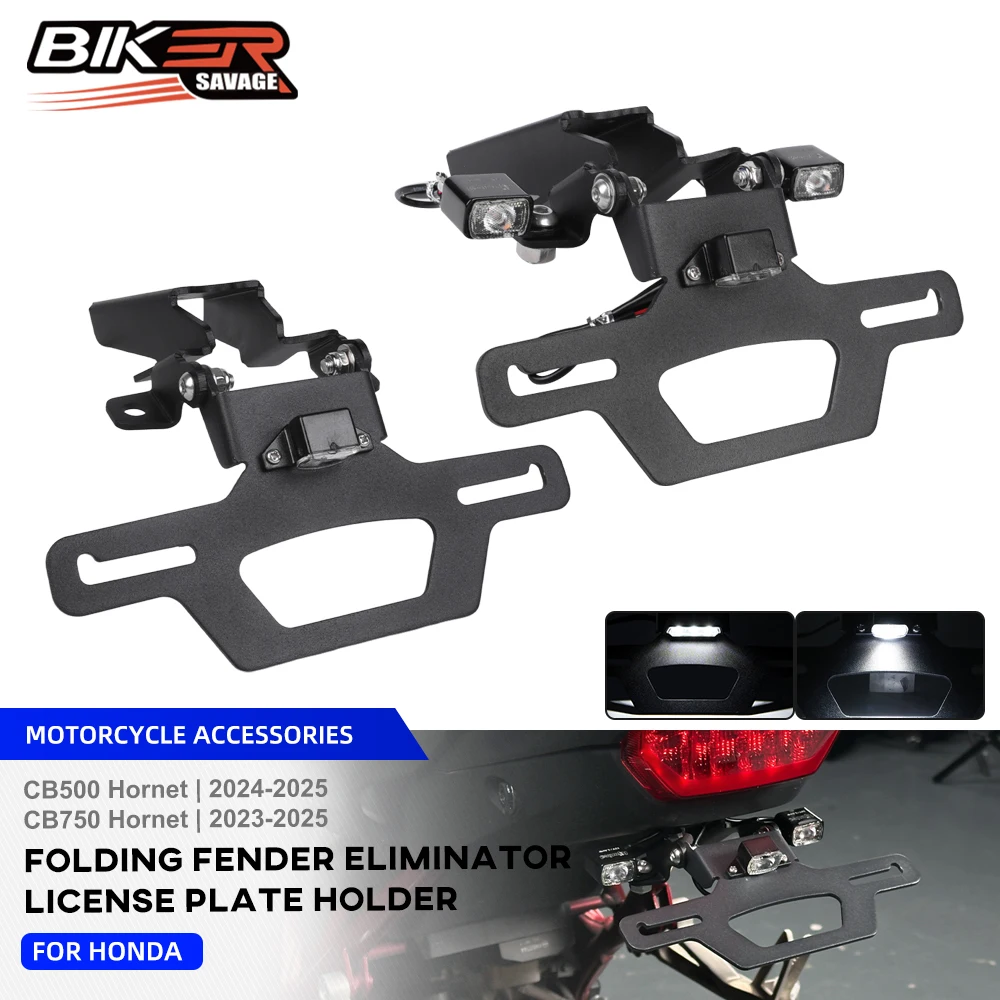 

Hornet 750 500 Folding License Plate Bracket For Honda CB500 CB750 2023-2025 Hidden Tail Bracket LED Light Fender Eliminator