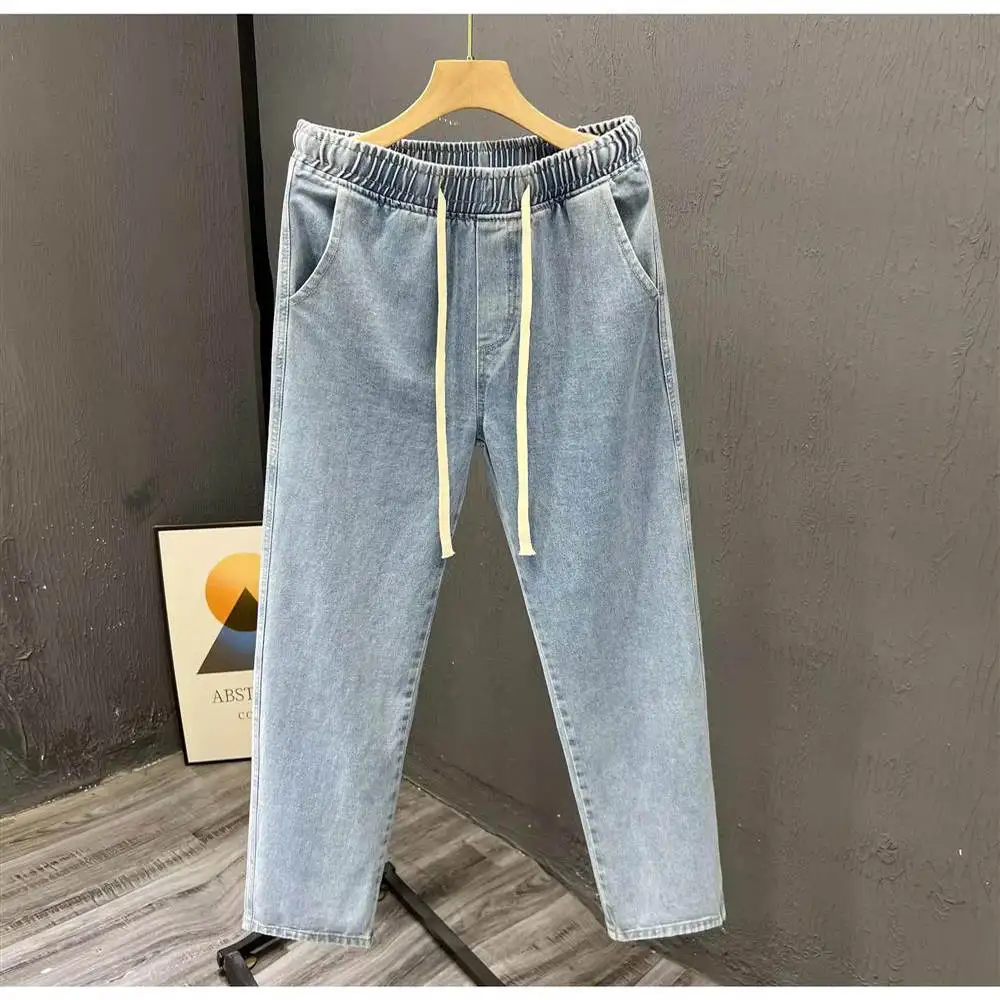 Jeans casual da uomo in cotone a gamba dritta, durevoli, resistenti allo sporco, da indossare primaverili e autunnali per gli impieghi edili, vestibilità ampia e comoda