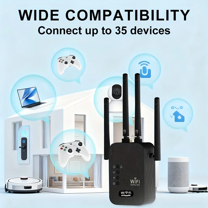 1200Mbps WiFi Repeater Wireless Extender WiFi Booster 5G 2.4G Dual-band Network Amplifier Long Range Signal WiFi Router Home image 5