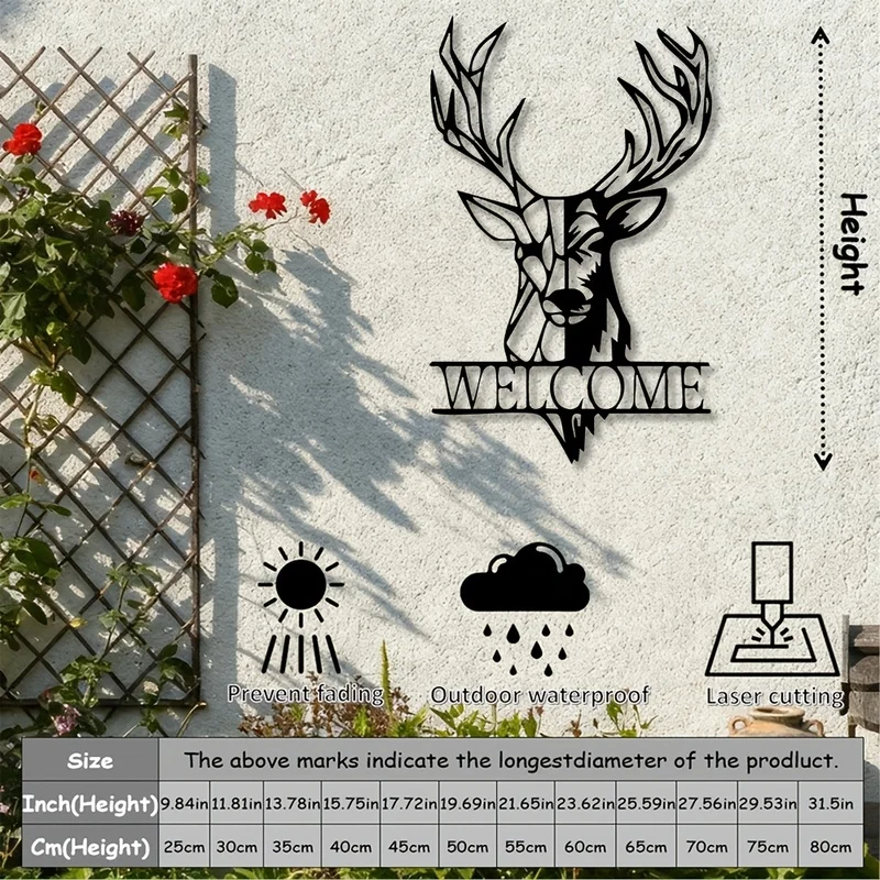 2DPlane - 1Pieces，Two-dimensional wall art，The feature is the deer head with horns 1pc