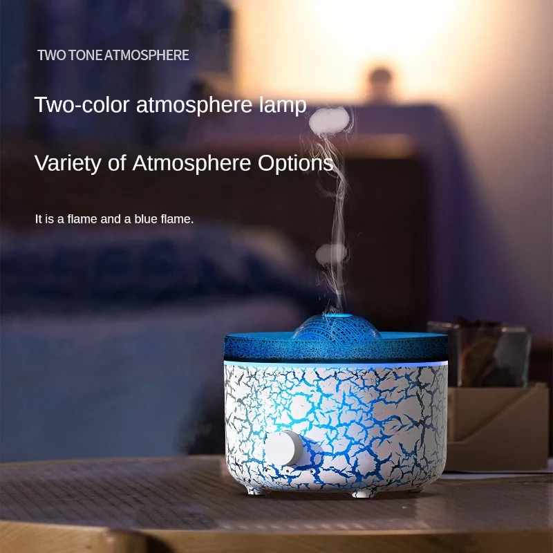 New Volcanic Lava Aromatherapy Machine Home Desktop Flame Humidifier Simulation Smoke Ring Flame Aromatherapy Machine