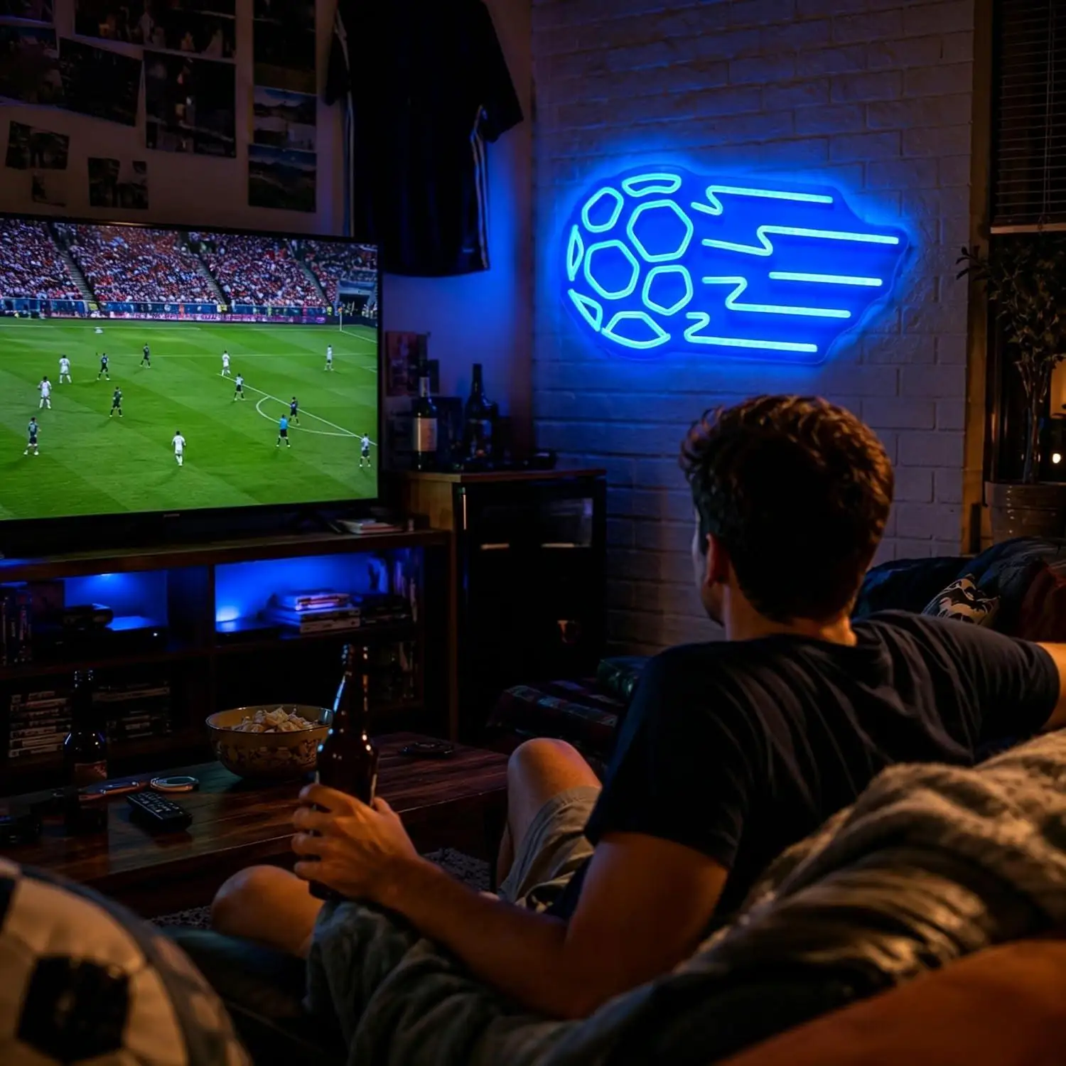 Soccer Football Neon Sign USB Dimmable LED Light For Boys Bedroom Sports Bar Man Cave Football Match Watch Party Wall Decoration