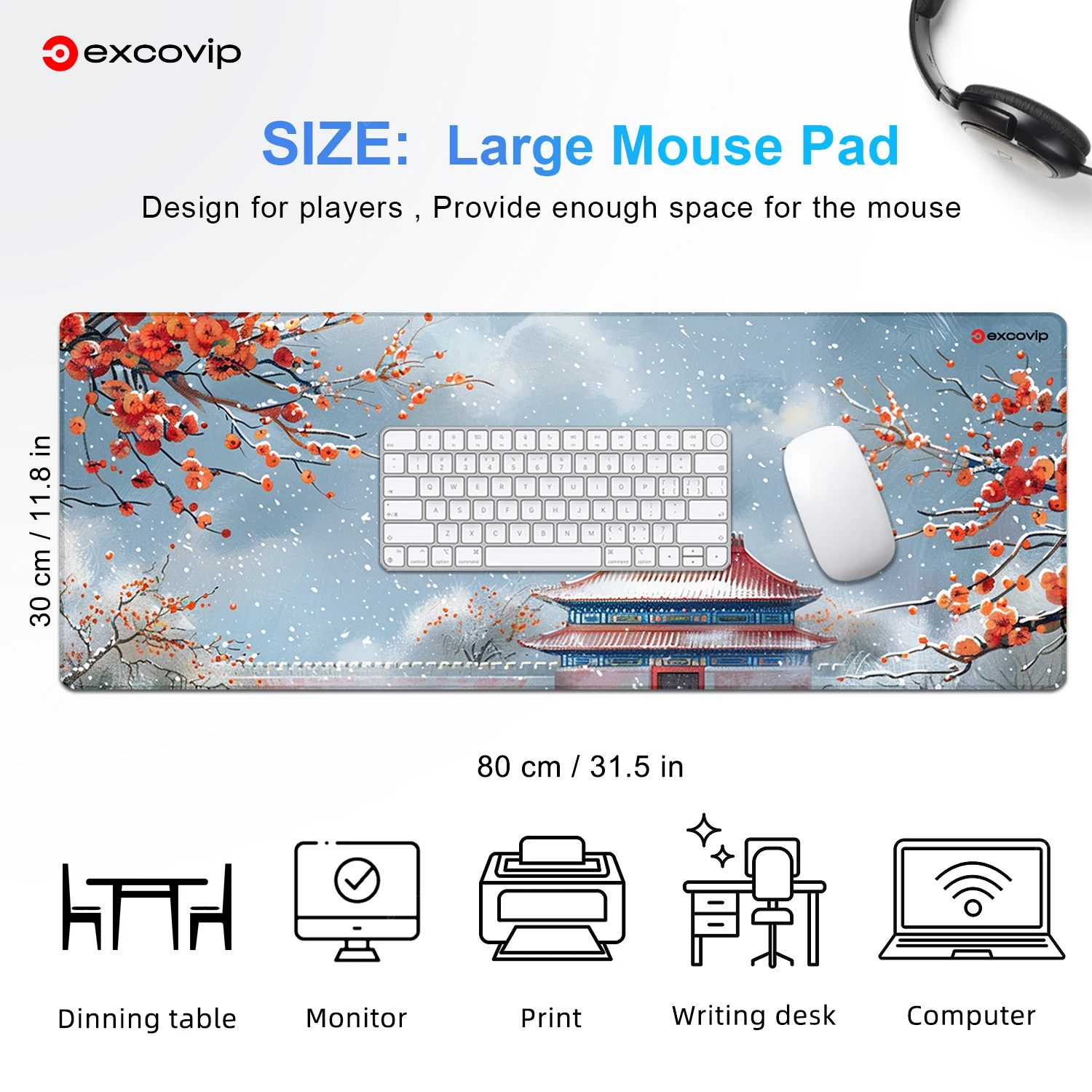 EXCO Gaming Mouse Pad Large with Stitched Edge Non-Slip Rubber Base Extended Computer Desk Mat Keyboard Mousepad for Office Home