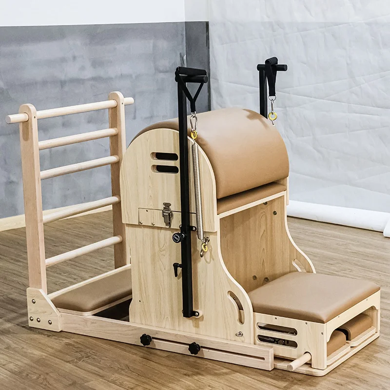 

Queenlife High End Pilates Training Workout Solid Maple Wood Ladder Barrel Combination Wunda Chair for Yoga Studio