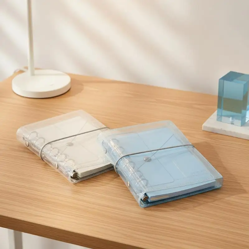 DIY Friendly Clear PVC Refillable Loose Leaf Notebook Foldable Accordion Journal for Art Sketching Planner Use