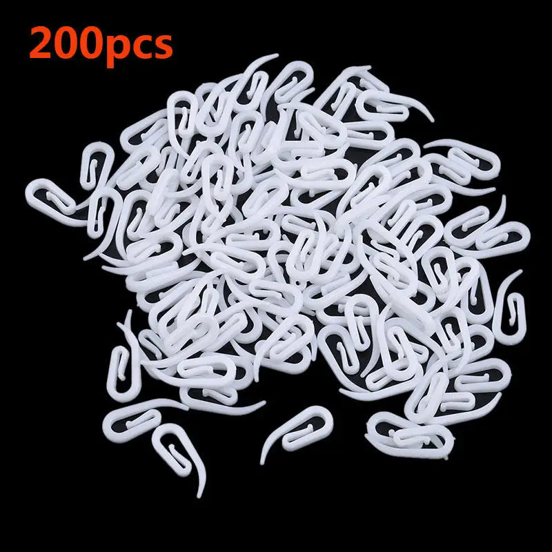 100/200Pcs White Plastic Curtain Hooks Window Hanger Curtain Holder For Curtain Tracks Poles Household Interior Accessories