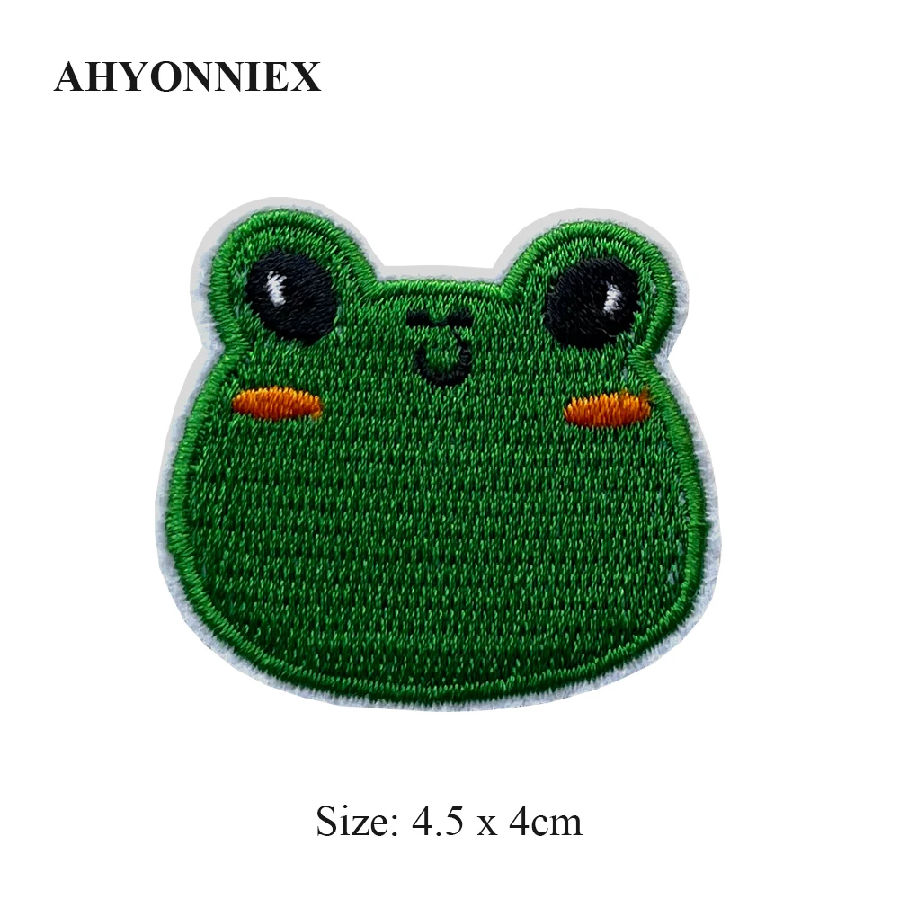 AHYONNEIX 10 Pieces Wholesale Cartoon Green Frog Clothing Stickers For Kids\' Clothes Decoration DIY Patches