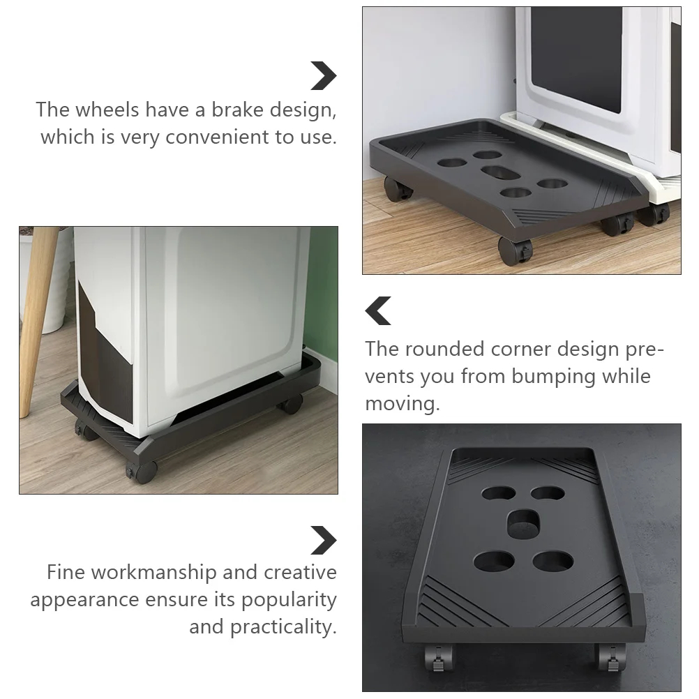 Computer Mainframe Stand Radiating Holes Heat Dissipation Plastic Cpu Holder Movable Wheel Bracket Tower Pc Storage Shelf
