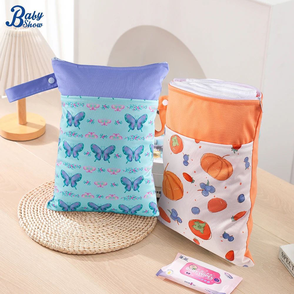 

Babyshow Водонепроницаемая моющаяся мокрая сумка для путешествий, коляска для детского сада, детские подгузники с двойной молнией, влажная и сухая сумка