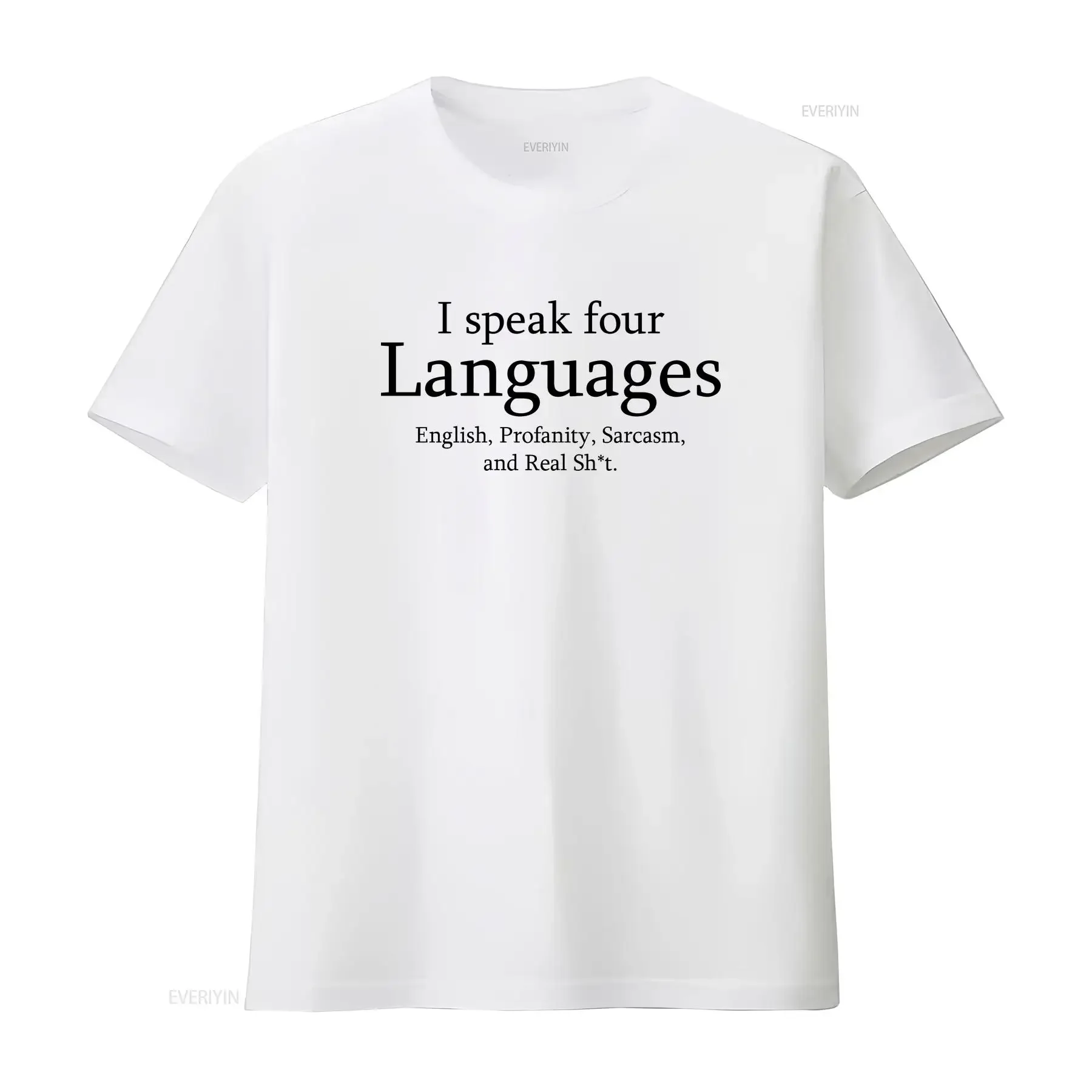 I speak four languages funny T Shirt sarcasm no filter gifT sarcastic quote cool vintage Washed graphic homme Breathable