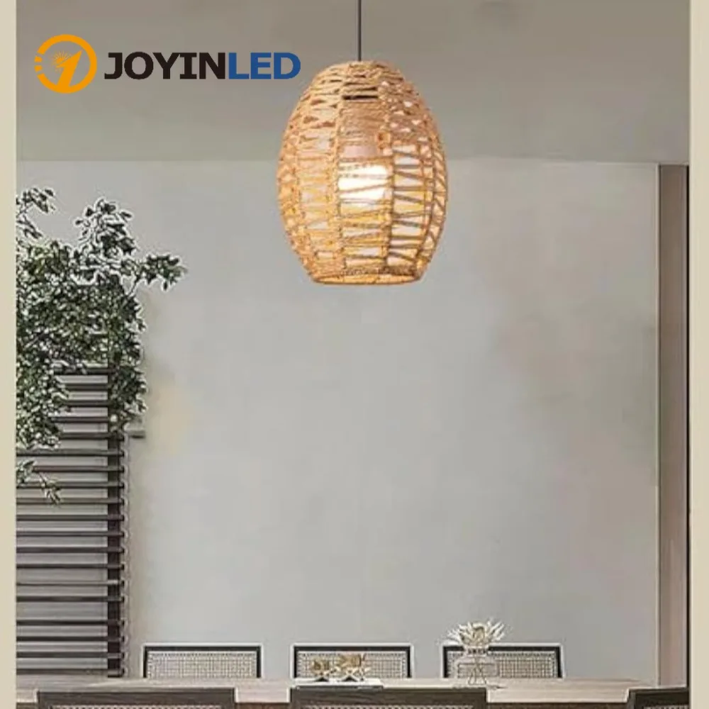

Creative Hemp Rope Chandeliers Hand-Woven Retro Homestay Restaurant Pendant Lamps Bedroom Living Room Light E27 Lighting Fixture