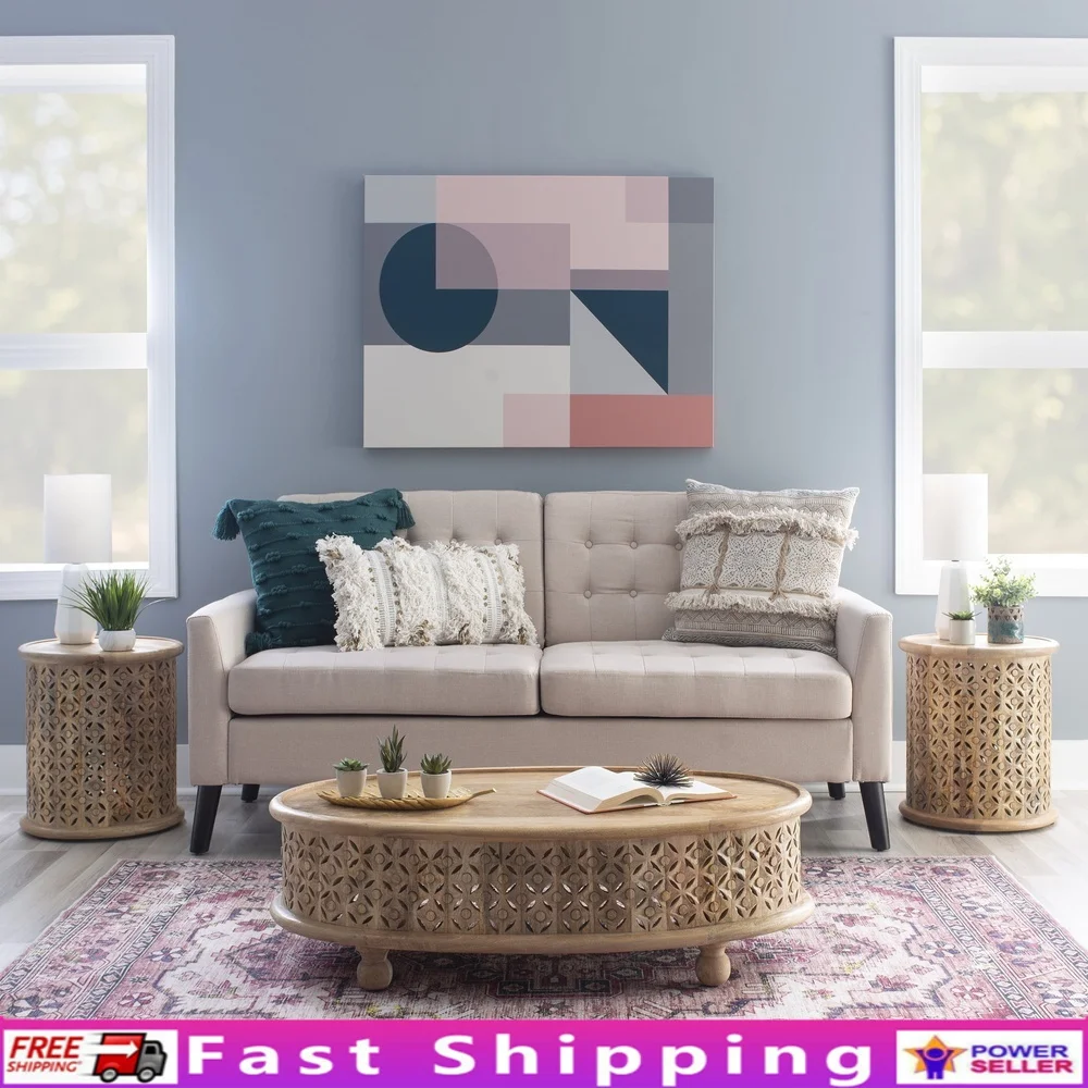 

Овальный журнальный столик ручной работы из натурального дерева манго, уникальный решетчатый дизайн, сферические ножки для внутреннего использования, прочное решение для хранения вещей