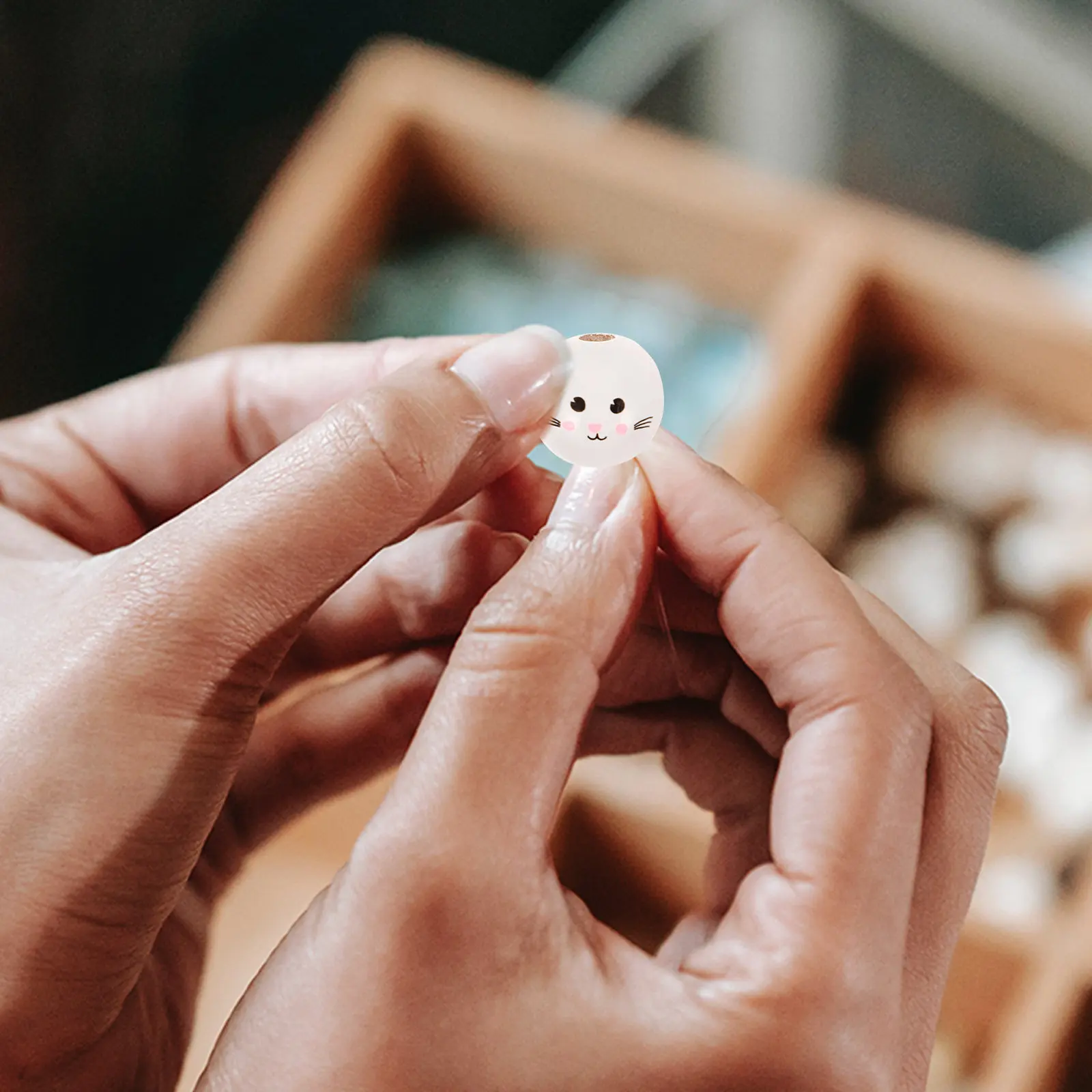 

30 шт. деревянных бусин для пасхальных украшений, браслетов, рукоделия, изготовления гирлянд, тематические круглые бусины-шармы в виде кроликов