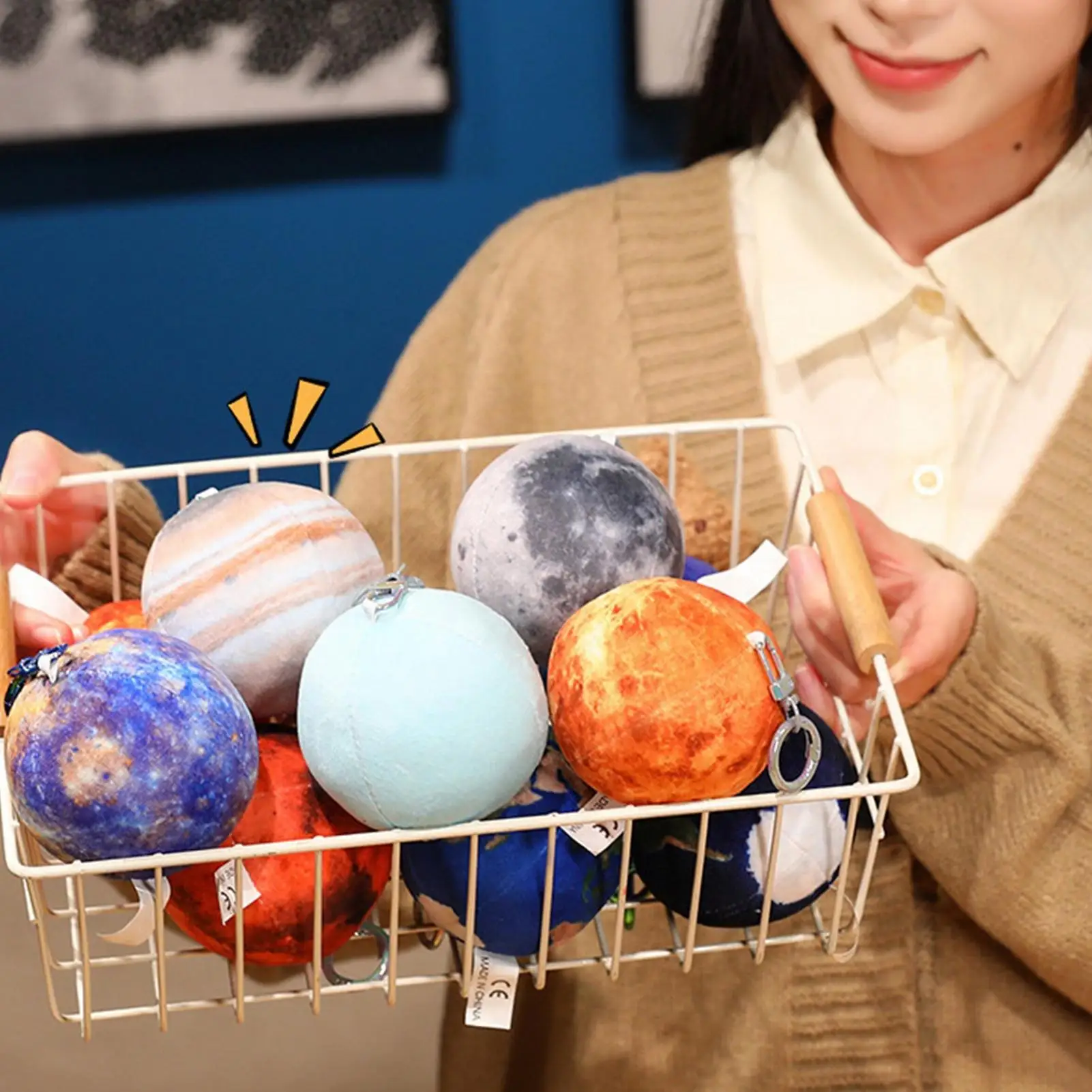 Solar System Decor 2.95 Inch Soft Hangable Stuffed Doll Plush Planet Ornaments For Handbag Coin Purse Jewelry Wallet Backpack