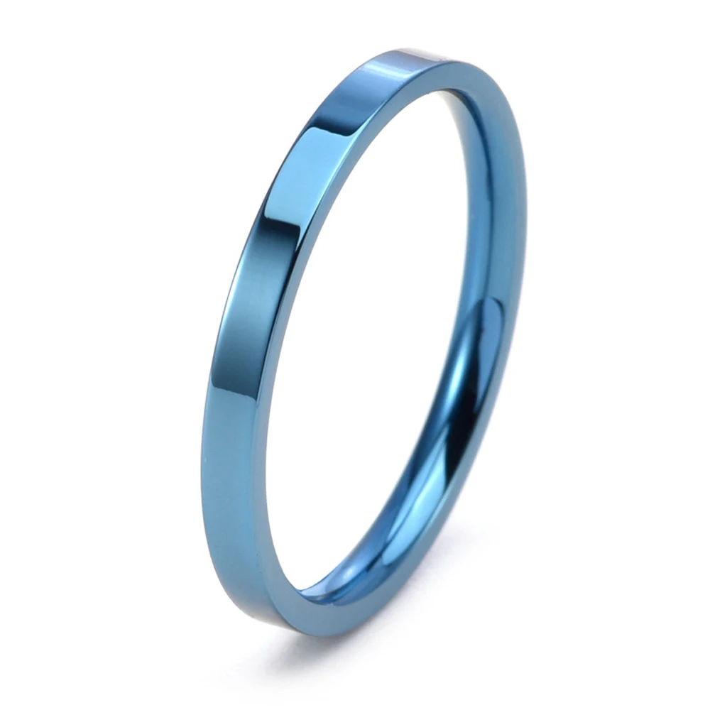 Koreanische Paarringe für Damen und Herren, Titanstahl, 2 mm dünnes Band, minimalistischer Schmuck, poliert, glatt, stapelbar, passende Ringe