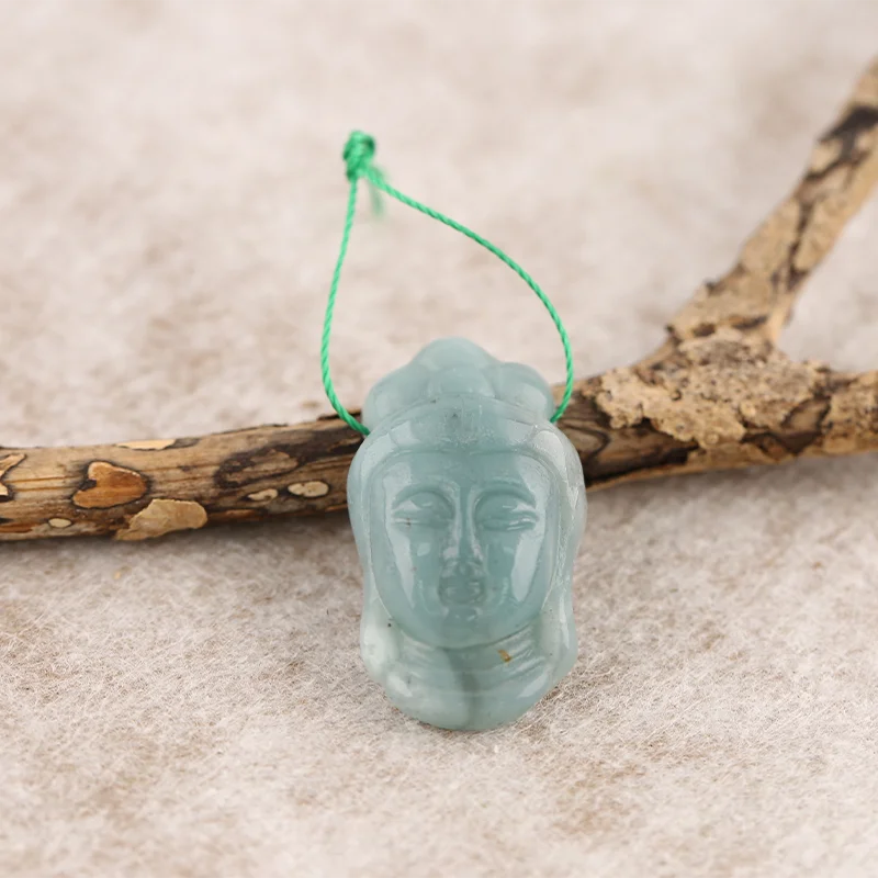

B&F Buddha's Head Pendant for Necklace Amazonite—Natural Stone Fashion Handmade Jewelry Charm Gift Accessories 30x17x8mm 6.4g