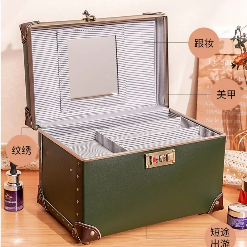 10 Inch Retro Ins Wind Girl Makeup Box Portable Travel Organizer Boxes Nail Beauty Toolbox Dresser Case For Cosmetics