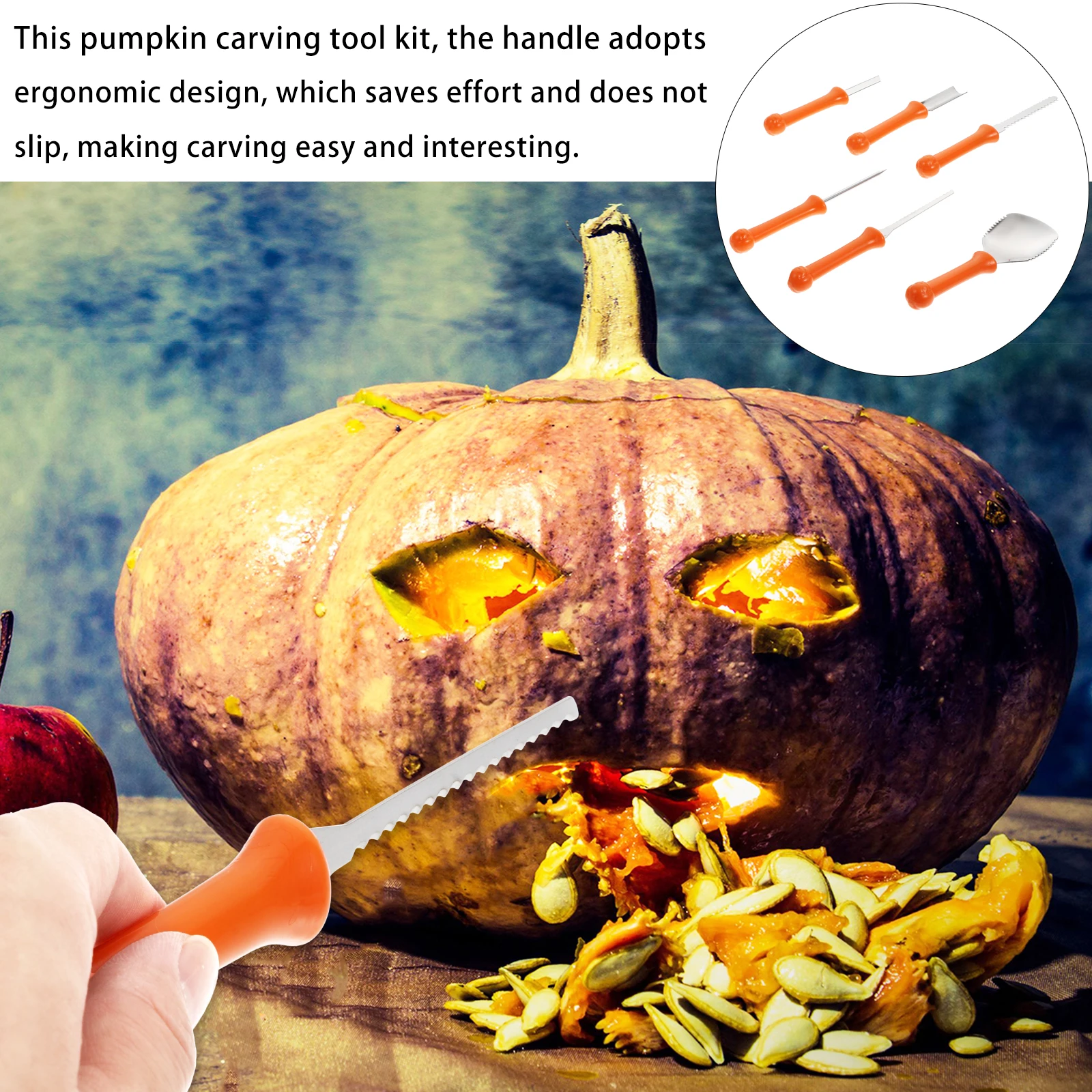 6 قطعة مجموعة أدوات إبداعية مجموعة أدوات برتقالية يمكنك صنعها بنفسك لجميع القديسين مجموعة نحت إمداد نحت إبداعي أدوات بار المطبخ
