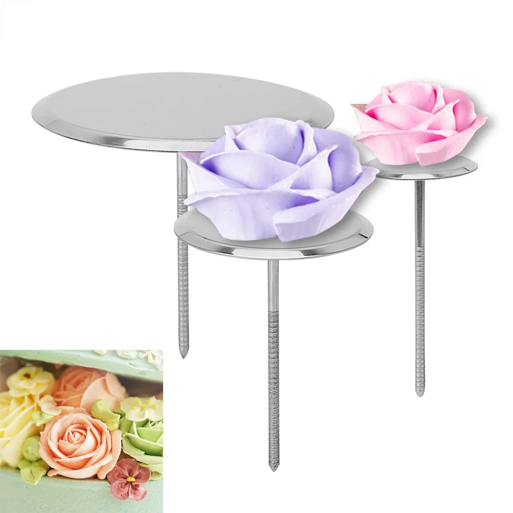 

3 Sizes Cake Flower Nail Piping Needle Stick Stand DIY Baking Decorating Tools Stainless Steel Ice Cream Confectionery Nails