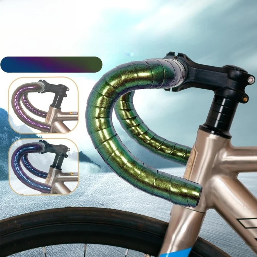 Cinta de Manillar para Bicicleta de Carretera, Compuesto de PU EVA, Cambio de Color, Efecto Visual, Reducción de Impactos, 215cm con Accesorios