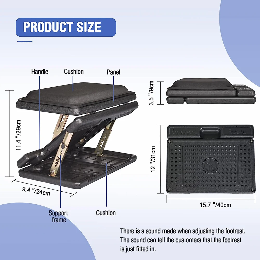 مسند للقدمين قابل للتعديل وسادة رغوة قابلة للإزالة تحت مسند للقدمين للمكتب مع خرز للتدليك للسيارة مكتب المنزل البراز ارتفاع 4-Level