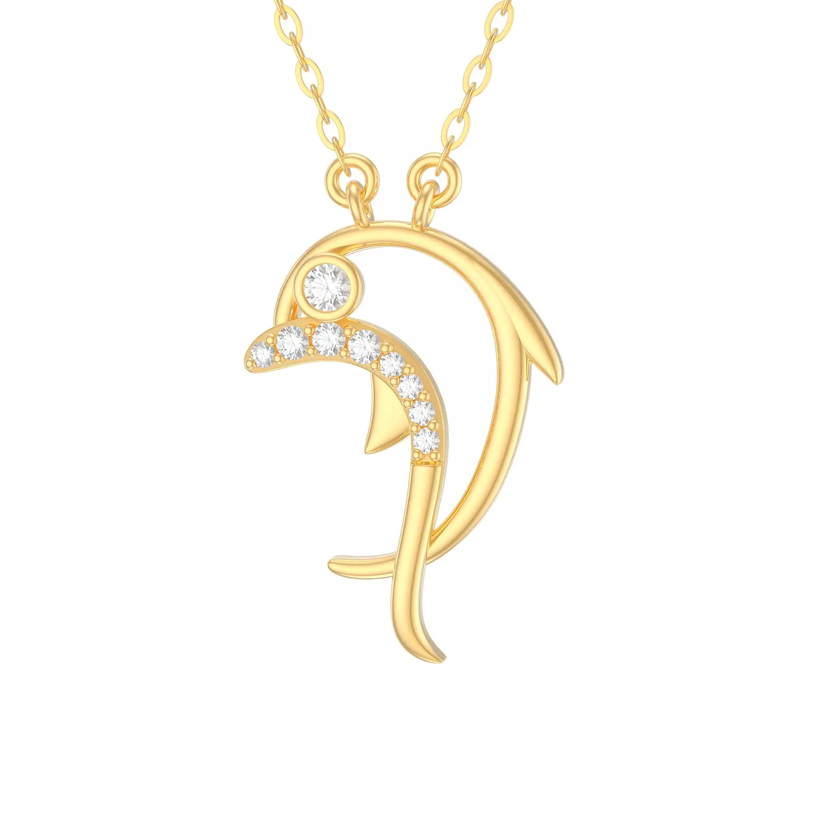 YFN Real 14k Gold Dolphin Pendant Necklace for Women Animal Jewelry Gifts for Women 16-18 Inch Gold Chain