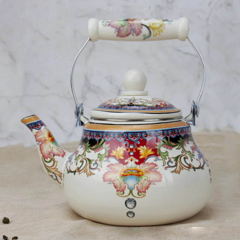 Western region enamel pot treasures, enamel porcelain kettle, ethnic style milk teapot, living room, Xinjiang pot