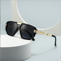 Black large frame men's sunglasses Gold metal cutout legs luxury glasses unisex sunshade mirror