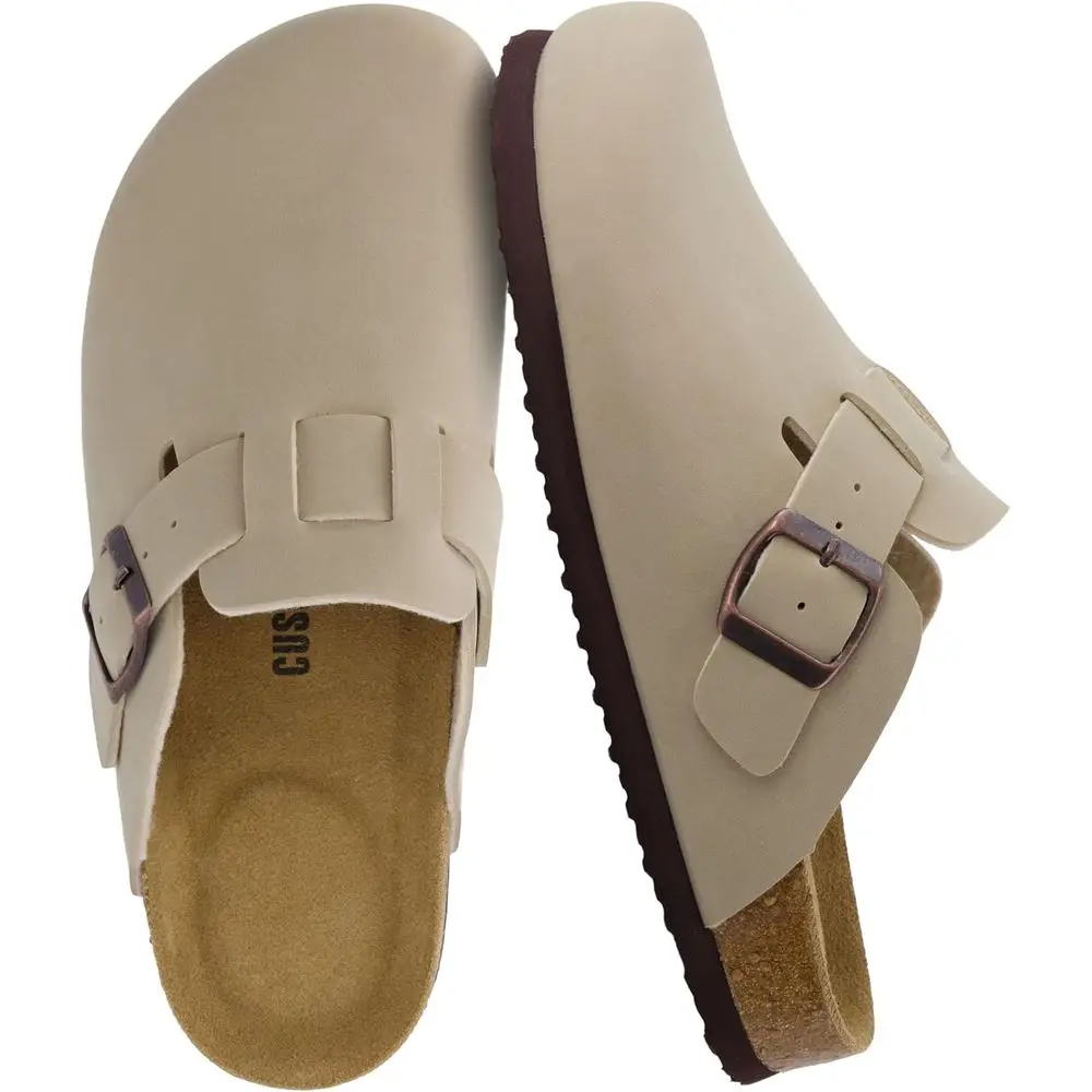 Vegan Suede Women's Clogs with Comfortable Memory Foam, Cork Sole, Arch Support, and Wide Widths