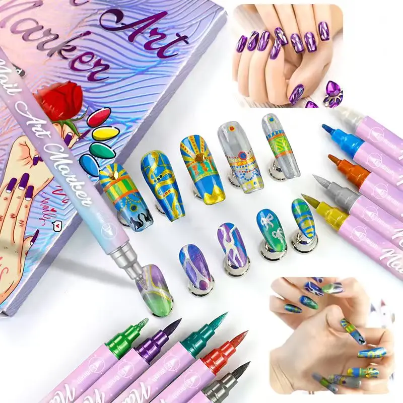 10-farbiges doppelköpfiges Metallmarker-Set, Graffiti-Punkt-Nagelzeichenstift, schnell trocknend, waschbar, perfektes Geschenk für Festivals
