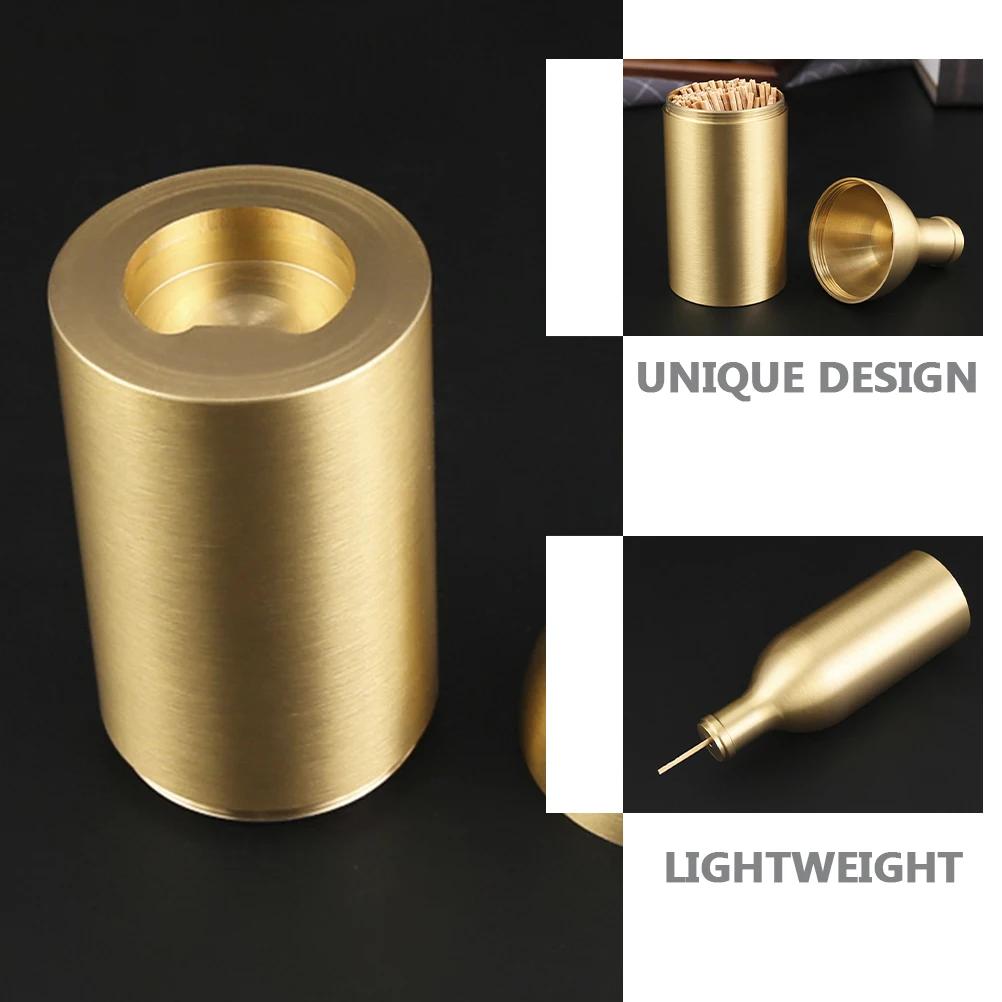 

Toothpick Holder Dispenser Bottle Opener Brass Vintage Creative Storage Case for Home Hotel Kitchen Bar Accessories
