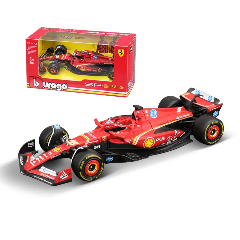 Novo 2024 bburago f1 1:43 ferrari Sf-24 liga em miniatura diecast modelo fórmula corrida liga veículo de luxo brinquedos f1 carro crianças presente