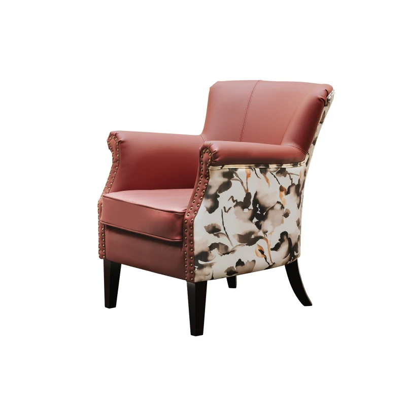 

burgundy medieval leisure chair retro single sofa American tiger chair living room