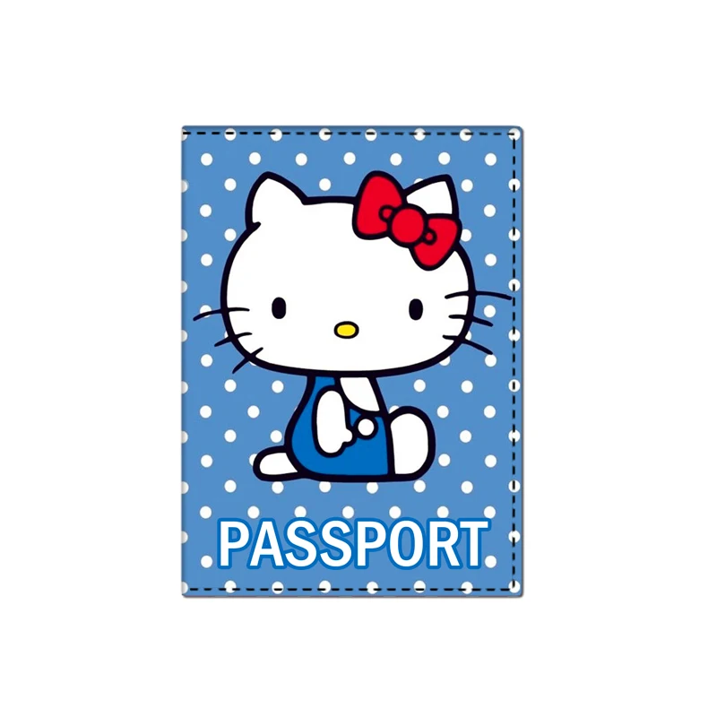 Hello Kitty Passport Holder Credit Card Travel Passport Cover Girls Ladies PU Leather Bank ID Card Holder Ticket Folder Case