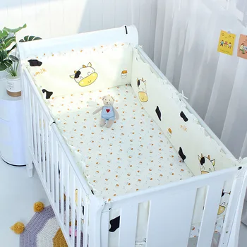 ชุดเครื่องนอนผ้าฝ้าย11สีสำหรับเด็กทารกแรกเกิดเตียงนอนผ้าปูเตียงเด็กผ้าปูเตียงเด็กยางรองกันชนแบน5ชิ้น