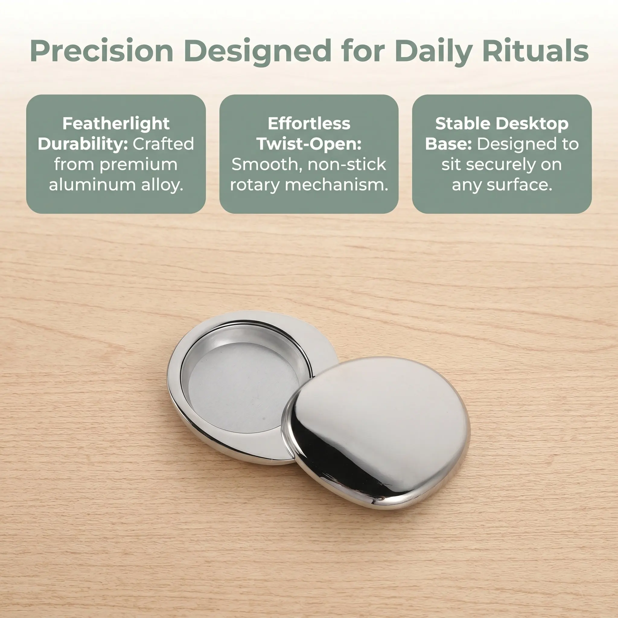 Solid Fragrance Balm Holder Aluminum Alloy Refillable Silver Rotation Lid Portable Travel Case for Solid Cologne Balm Portable