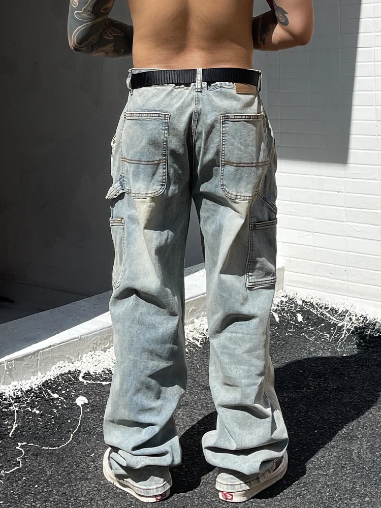 Niche Designers Wear Retro Washed Loose Jeans Fashion Brand Street Straight Draping Casual Trousers