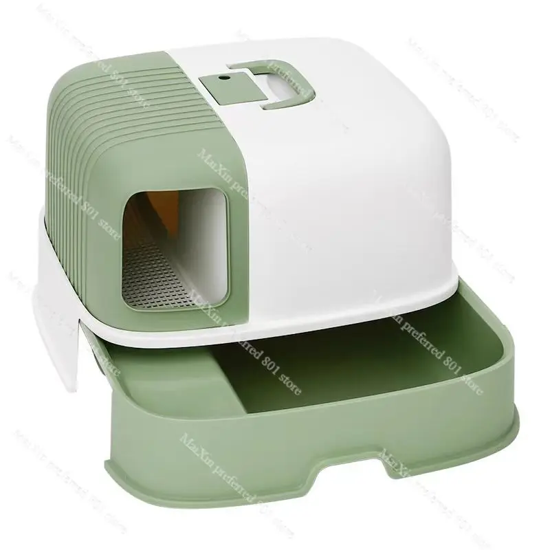 

Fully enclosed large size cat toilet pet products, large household space, long channel cat litter basin,