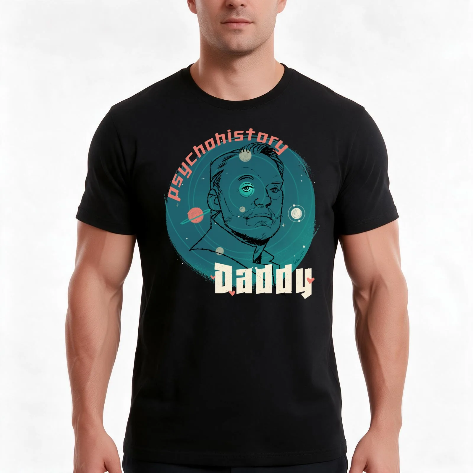 Psychohistory Cream Daddy version T-Shirt, Summer Casual Cotton Tee, Oversized Streetwear Tops, Vintage Graphic Print