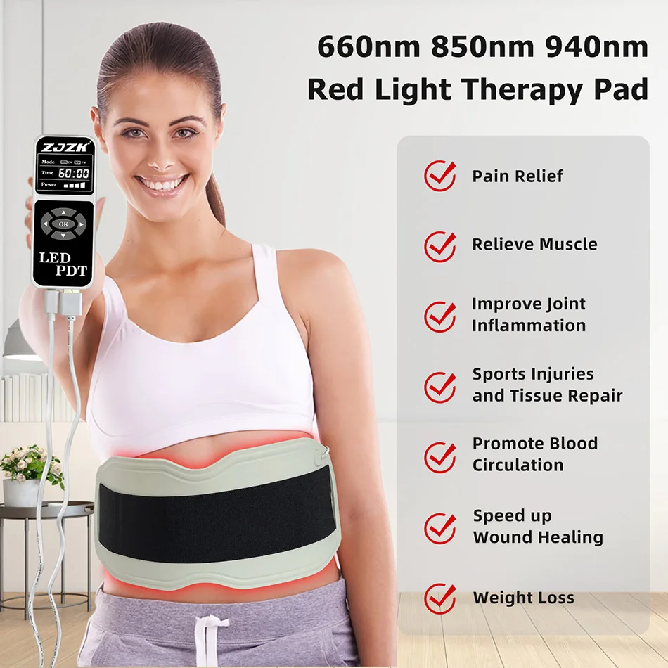 

Red light therapy belt relief Silicone NIR Infrared Light Therapy Devices for Back Abdomen Knees Wrists Joints 450 LED chips