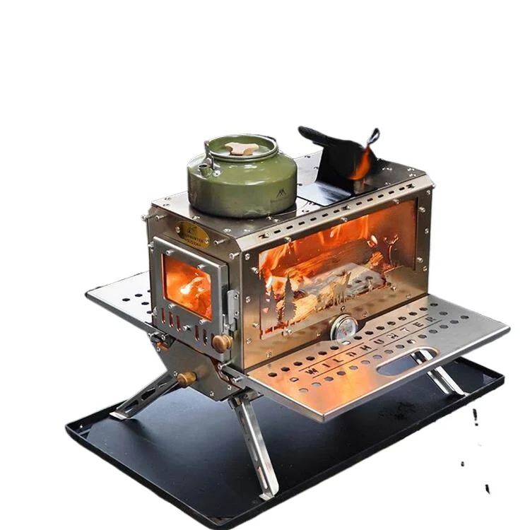 

Camping tent wood stove picnic stove 304 stainless steel folding grill outdoor heating water stove