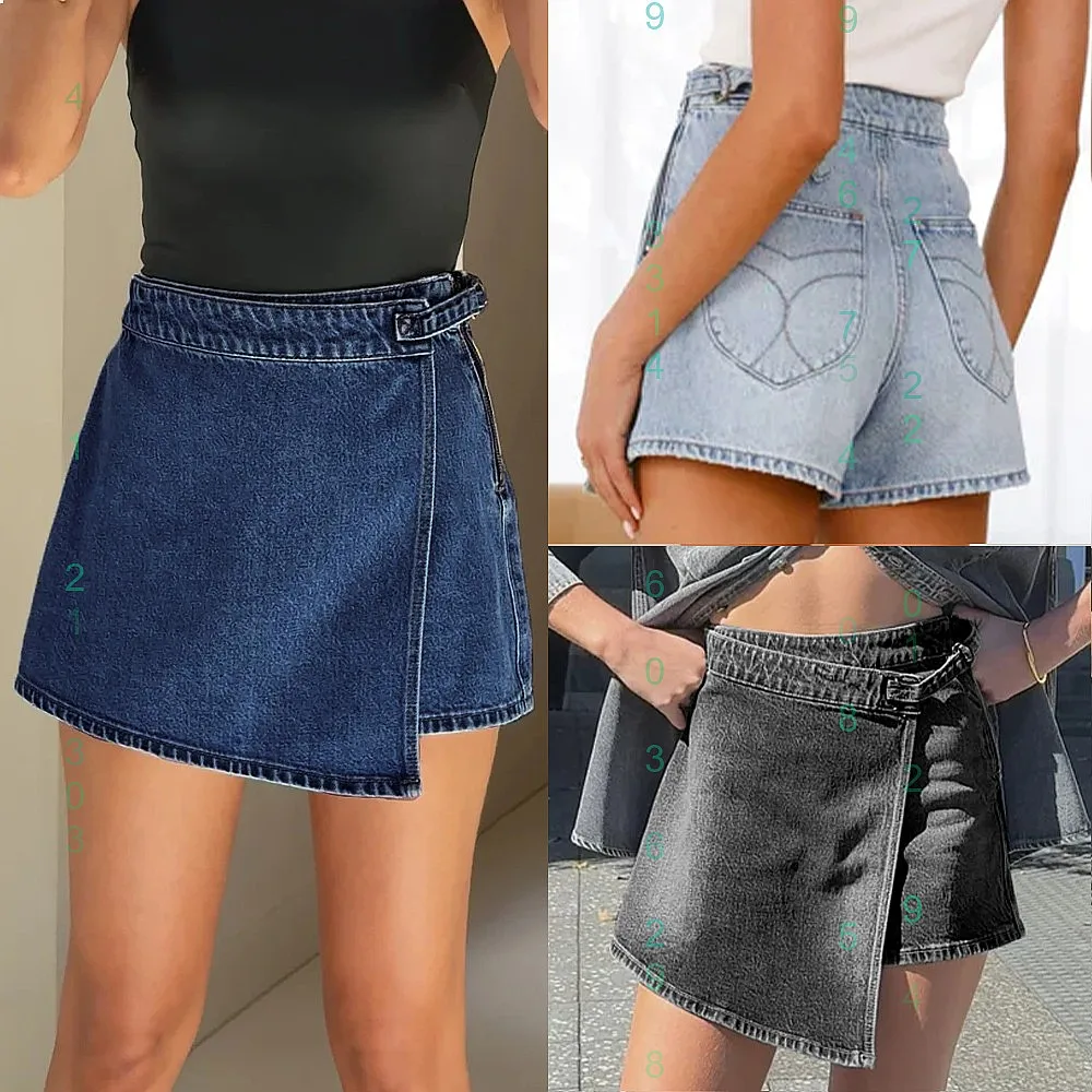 

Side Zipper Irregular Denim Skirt Pants High Waist Slimming Skirt Pants Jumpsuit Playsuit Spring Summer